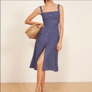 Reformation Persimmon Midi Dress Hyacinth Blue 4